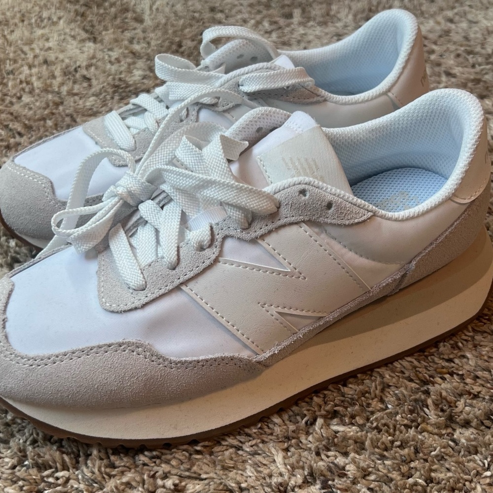 New Balance White and Cream Women's Sneakers